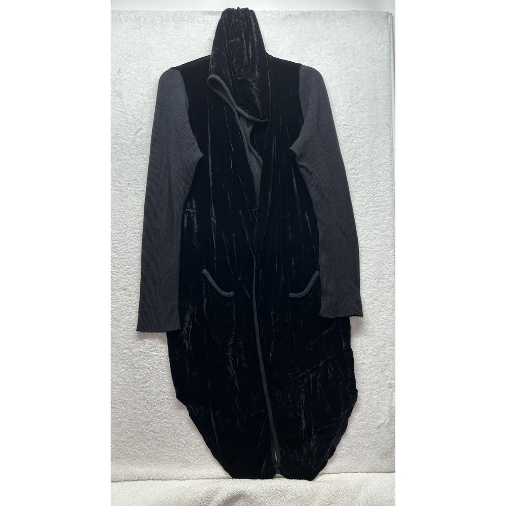 Pete & Greta Johnny Was Womens Size S Black Velvet Long Sleeve Hoodie Cardigan